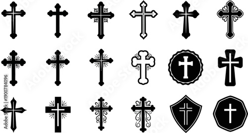 collection of various christian crosses and crucifixes in different designs and shapes