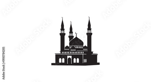 Ramadan Island Mosque Silhouette Graphic