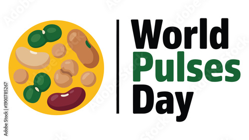 world pulses day concept with colorful beans and lentils illustration promoting nutrition, sustainable food, agriculture awareness