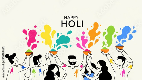 Happy holi celebration with colorful powder and people