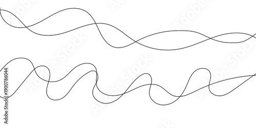 Thin squiggle golden line heart set. Wavy wiggle stripe. Curvy head or yarn lines for decor, separate, divider. Tangled squiggly linear doodle shapes. Vector