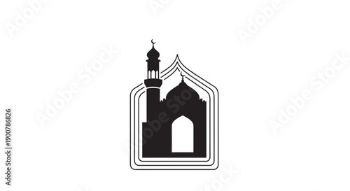 Ramadan Mosque Silhouette Aerial View Graphic