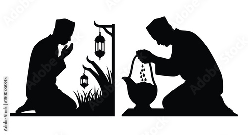 Woman in Ramadan Prayer Silhouette