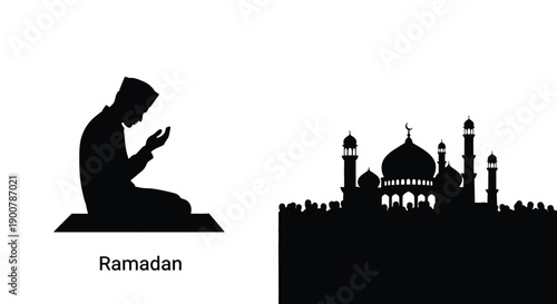 Ramadan Prayer Silhouette Sticker Design