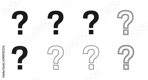A collection of black and white question mark icons in varying styles