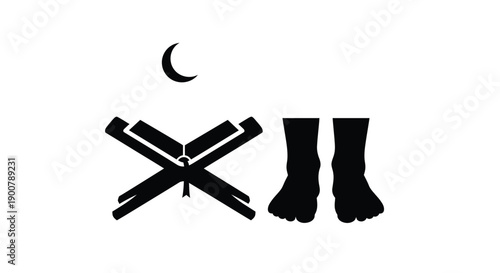 Ramadan Prayer Silhouette with Quran Pages