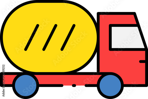 Delivery Truck with Large Cargo Container on Roadway, Vector Illustration