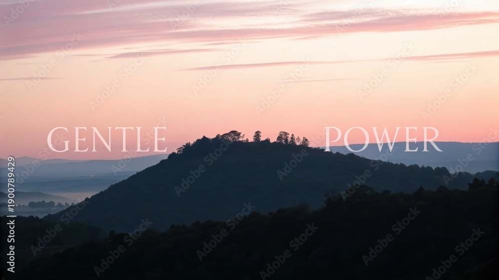Fototapeta premium Serene Hillscape at Dawn with Gentle Light and Vast Horizons