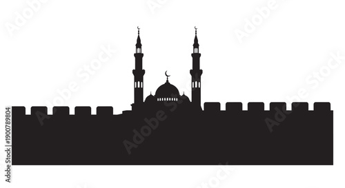 Ramadan Emblem Silhouette of Bowing Muslim