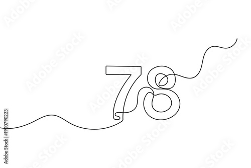 Number continuous one line drawing and minimalist style isolate outline vector illustration