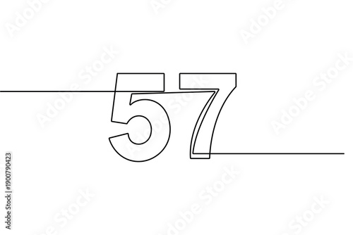 Number continuous one line drawing and minimalist style isolate outline vector illustration