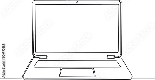 Open laptop computer. Personal computer with a built-in screen, keyboard, and trackpad.
