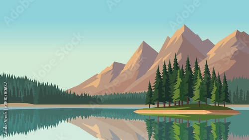 Rocky Hills Surrounding Calm Lakeside View