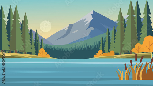 Quiet Meadow Lake Between Mountain Hills