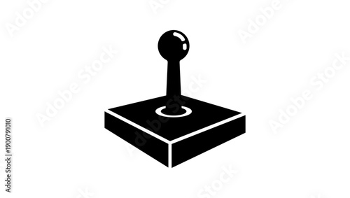 Retro Gaming Joystick, black isolated silhouette