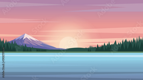 Warm Dawn Colors Over Peaceful Lake