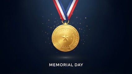 Memorial day tribute with patriotic medal and ribbon
