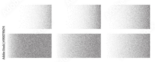 Noise grain gradient background, dot pattern spray effect set
