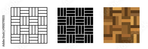 Wood parquet icon, floor tile background