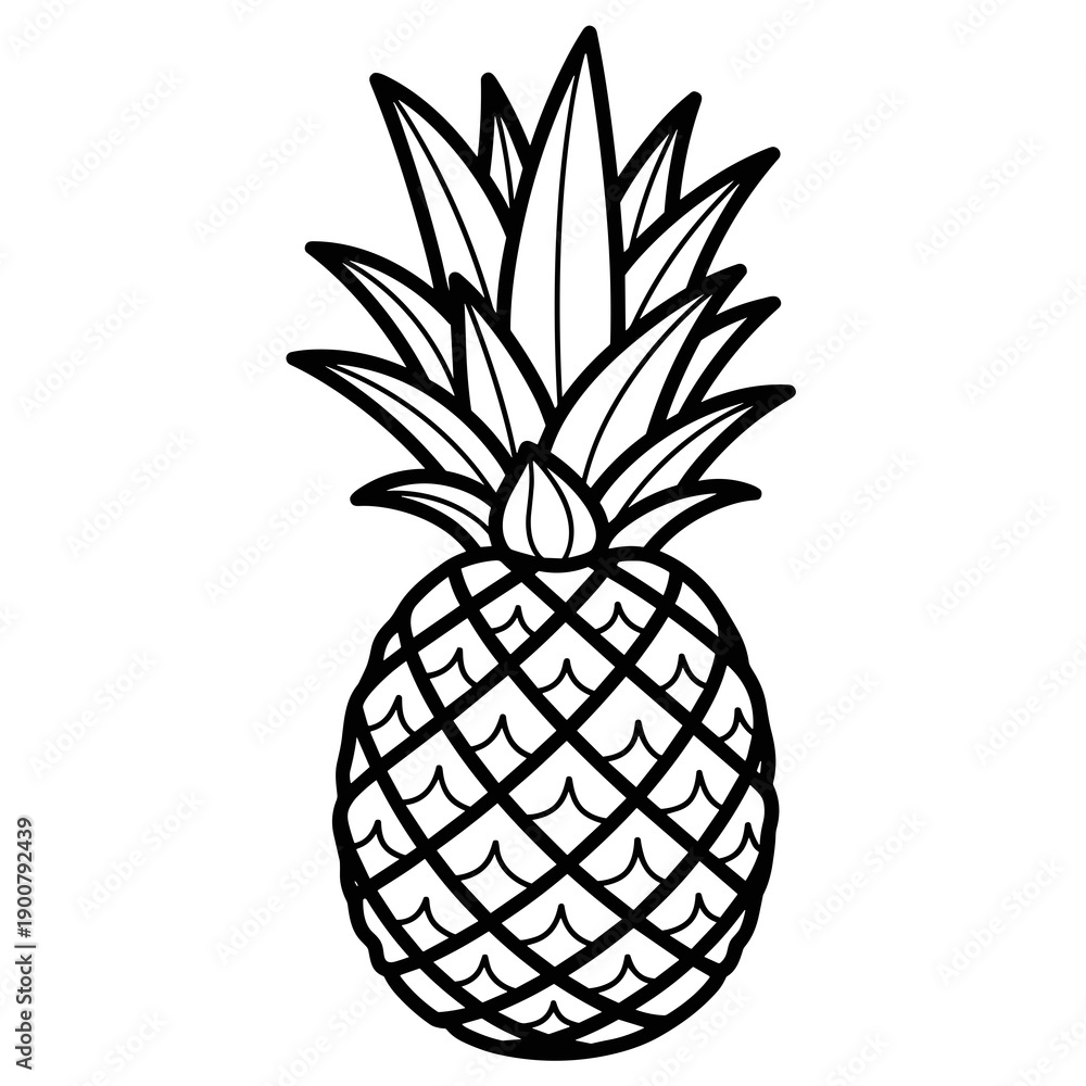 Fototapeta premium Black and White Pineapple Illustration Vector