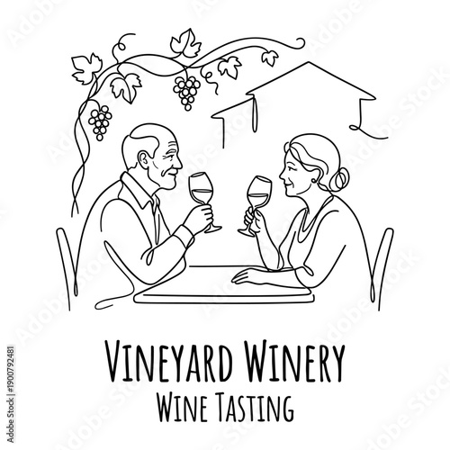 Couple wine tasting at vineyard winery