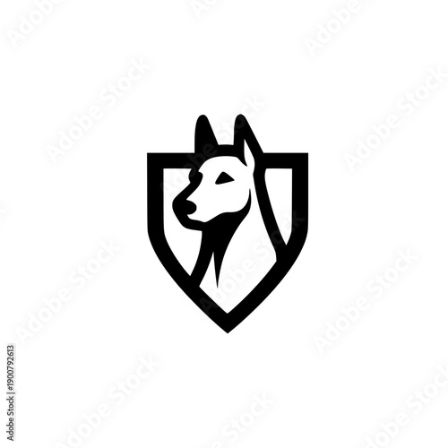 Wild dog icon inside shield vector illustration representing animal safety protection and wildlife defense concept
