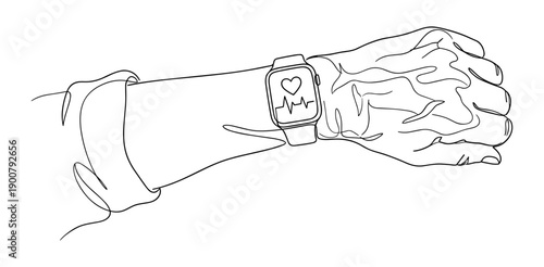 Senior health monitoring using smartwatch with heart rate and EKG display