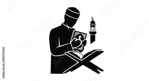 Ramadan Ending Salam Mosque Silhouette Graphic