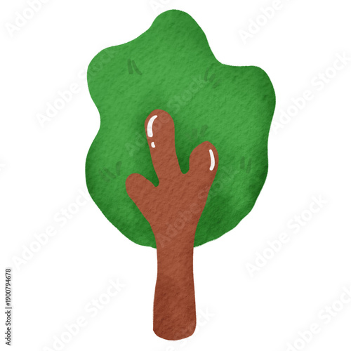 Hand drawn cartoon tree simple cute illustration