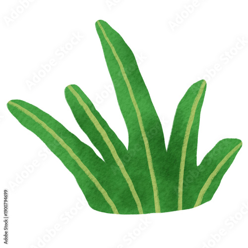 Hand drawn green plant leaf illustration playful style