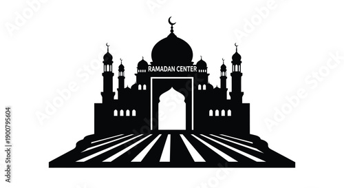 Ramadan Mosque Silhouette Aerial View Decoration
