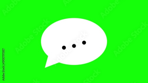 Animated Speech Bubble with Typing Dots Animation on Green Screen Background