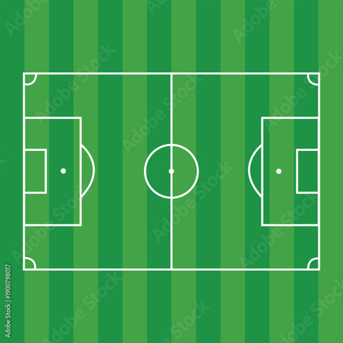 Soccer Field Football Pitch with Green Grass Vector