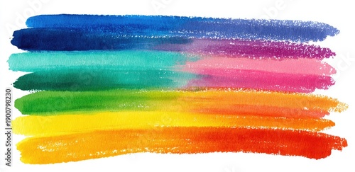 Watercolor stripes in spectrum of colors, horizontally aligned on white