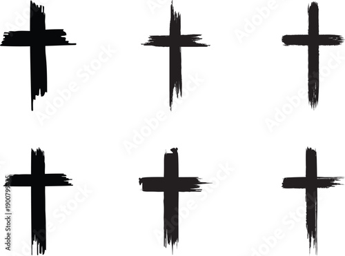 Brush Stroke Religious Jesus Cross Set 