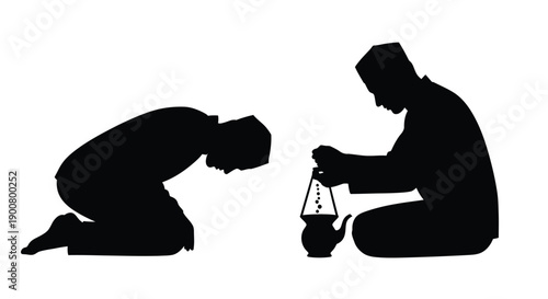 Ramadan Prayer Silhouette Walking with Quran