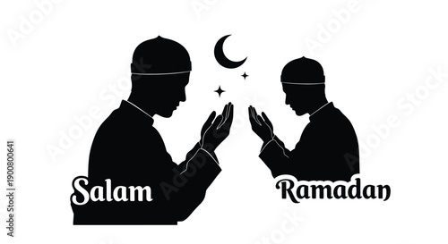 Ramadan Prayer Silhouette with Quran Stand