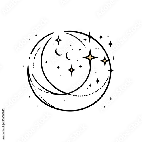 Księżyc i gwiazdy rysunek tatuaż