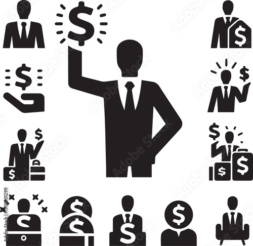 Person Holding Dollar Symbol Silhouette Representing Finance Wealth And Economy