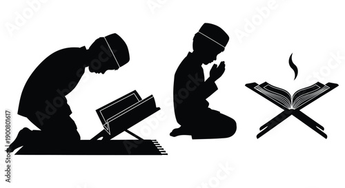 Ramadan Prayer Silhouette Wall Art Print