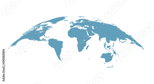 Stylized world map illustration with a blue and white color scheme