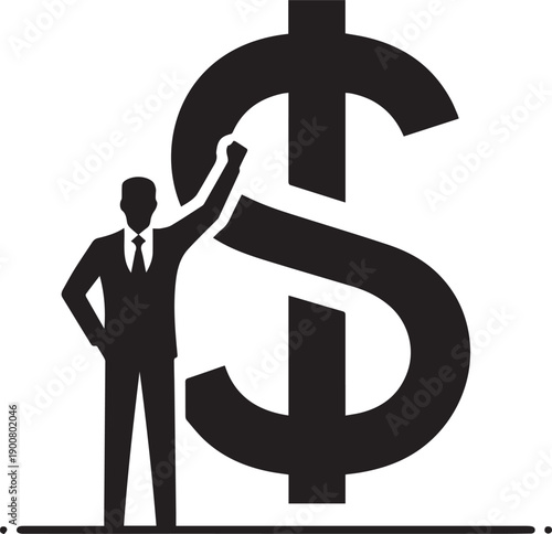 Person Holding Dollar Symbol Silhouette Representing Finance Wealth And Economy