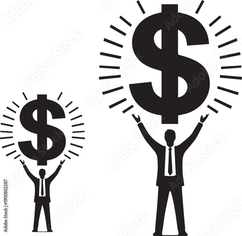 Person Holding Dollar Symbol Silhouette Representing Finance Wealth And Economy