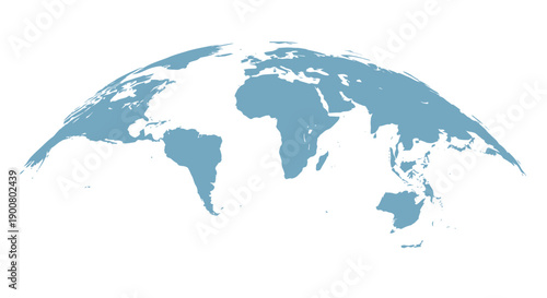 A simplified blue world globe illustration with visible continents and oceans