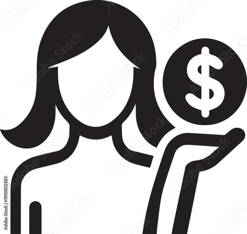 Person Holding Dollar Symbol Silhouette Representing Finance Wealth And Economy