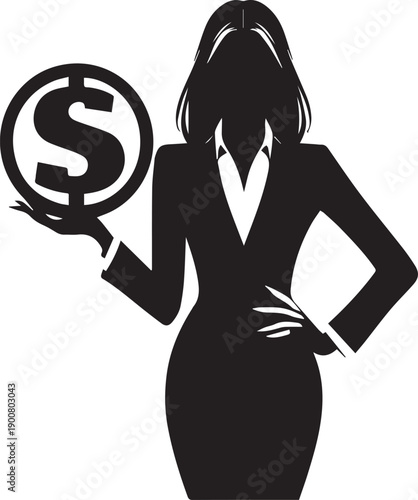 Person Holding Dollar Symbol Silhouette Representing Finance Wealth And Economy