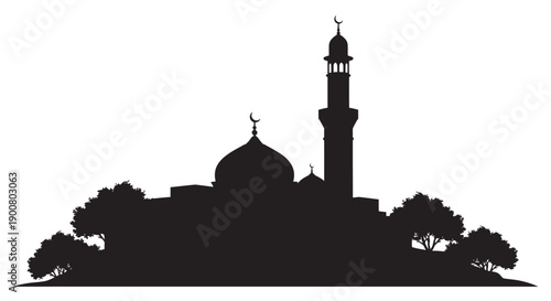 Family Praying Together in Ramadan Silhouette