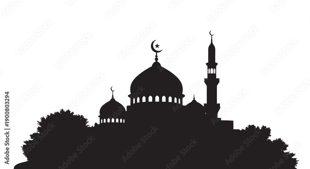 Obraz premium Family Worship in Ramadan Silhouette Sticker