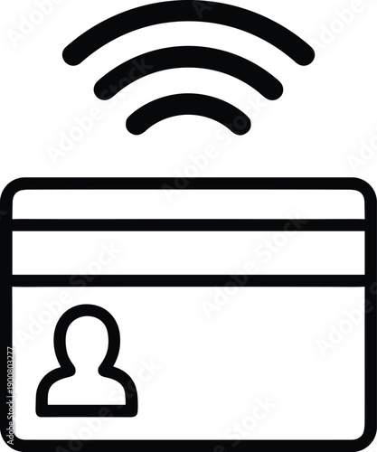 Tap to pay with contactless credit card icon indicating secure wireless payment transaction and cashless NFC mobile payment system