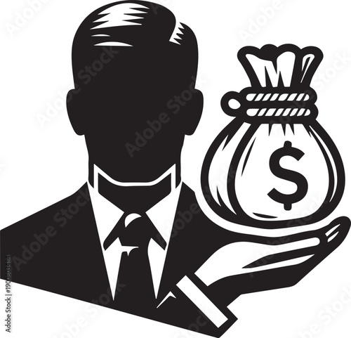 Person Holding Dollar Symbol Silhouette Representing Finance Wealth And Economy